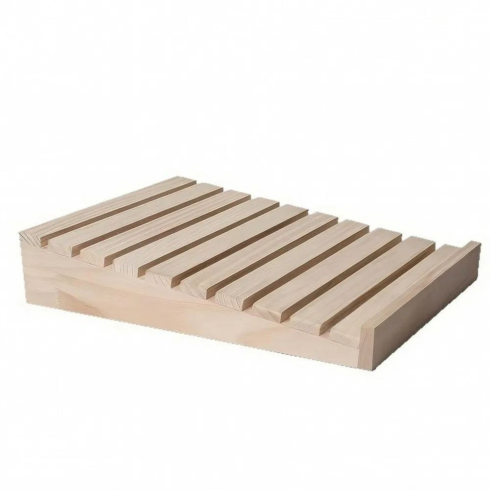 Solid Wood Bakery Display Rack Versatile Countertop Bread Display Rack with Open Slats Wooden Shelf Unit for Retail