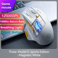Inphic A9 pro Ratón de juego de tres modos Guía de luz colorida Pilar Indicador de potencia DPI Macro-controlador ajustable Ergonomía 12800DPI