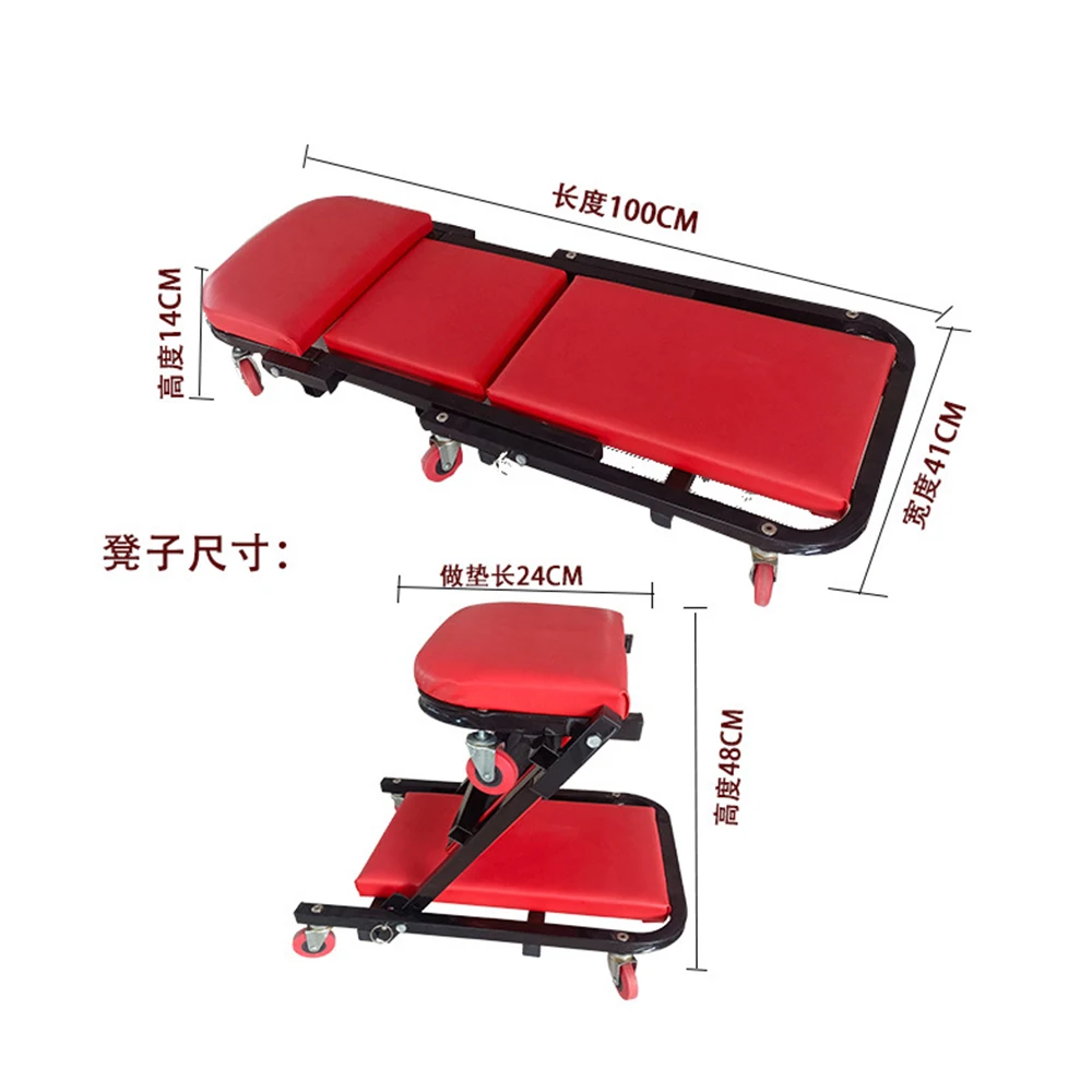 40-inch Folding Car Repair Bed Auto Maintenance Work Bench Chair Auto Workshop Bench Wheels Roller Car Creeper Seat Roller Seat