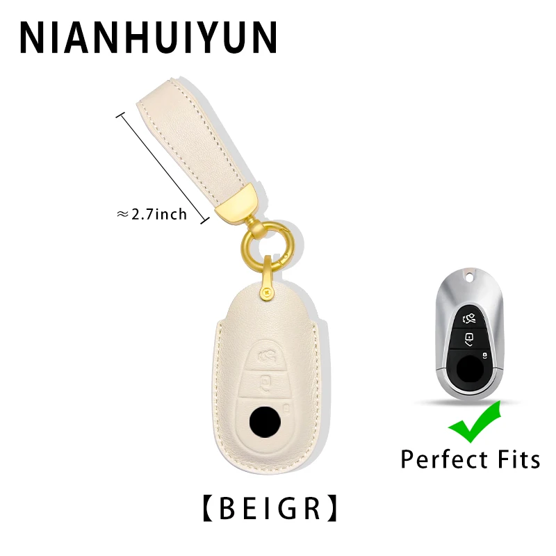

Leather Car Remote Key Case Cover Shell For Mercedes Benz C/S Class S400 S450 S500 C200 C260 Car Key Protection Accessories