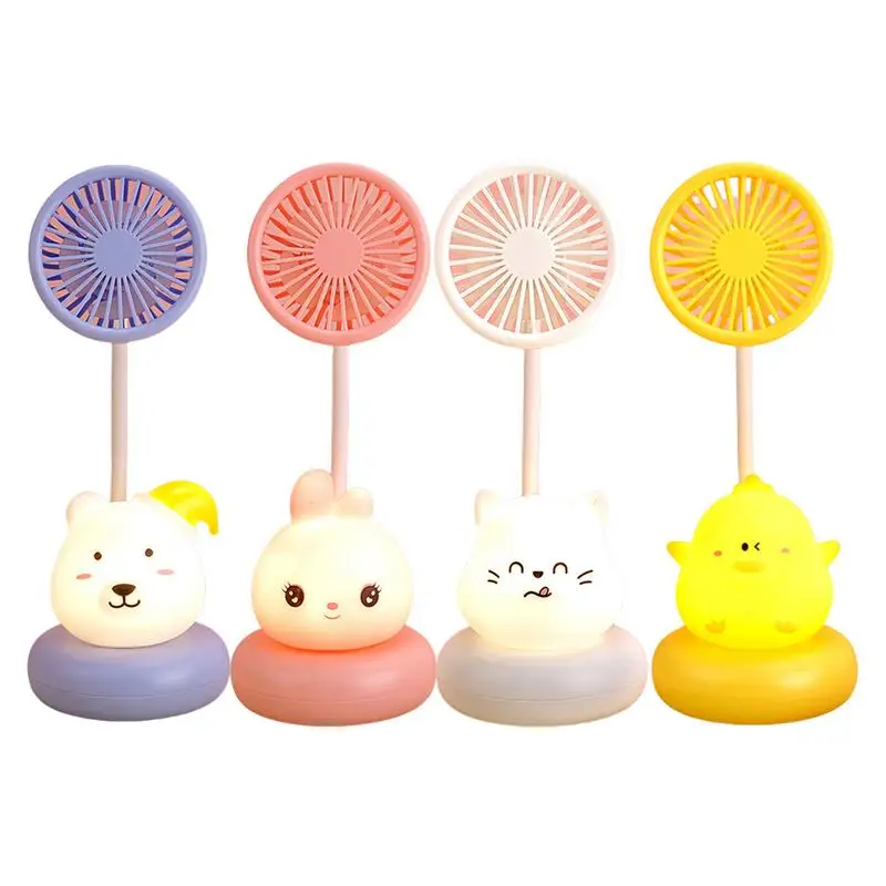 

Desk Fan With Night Light USB Cartoon Fan LED Light Up Air Cooler Children Cooling Appliance For Dormitory Library Fast Cooling
