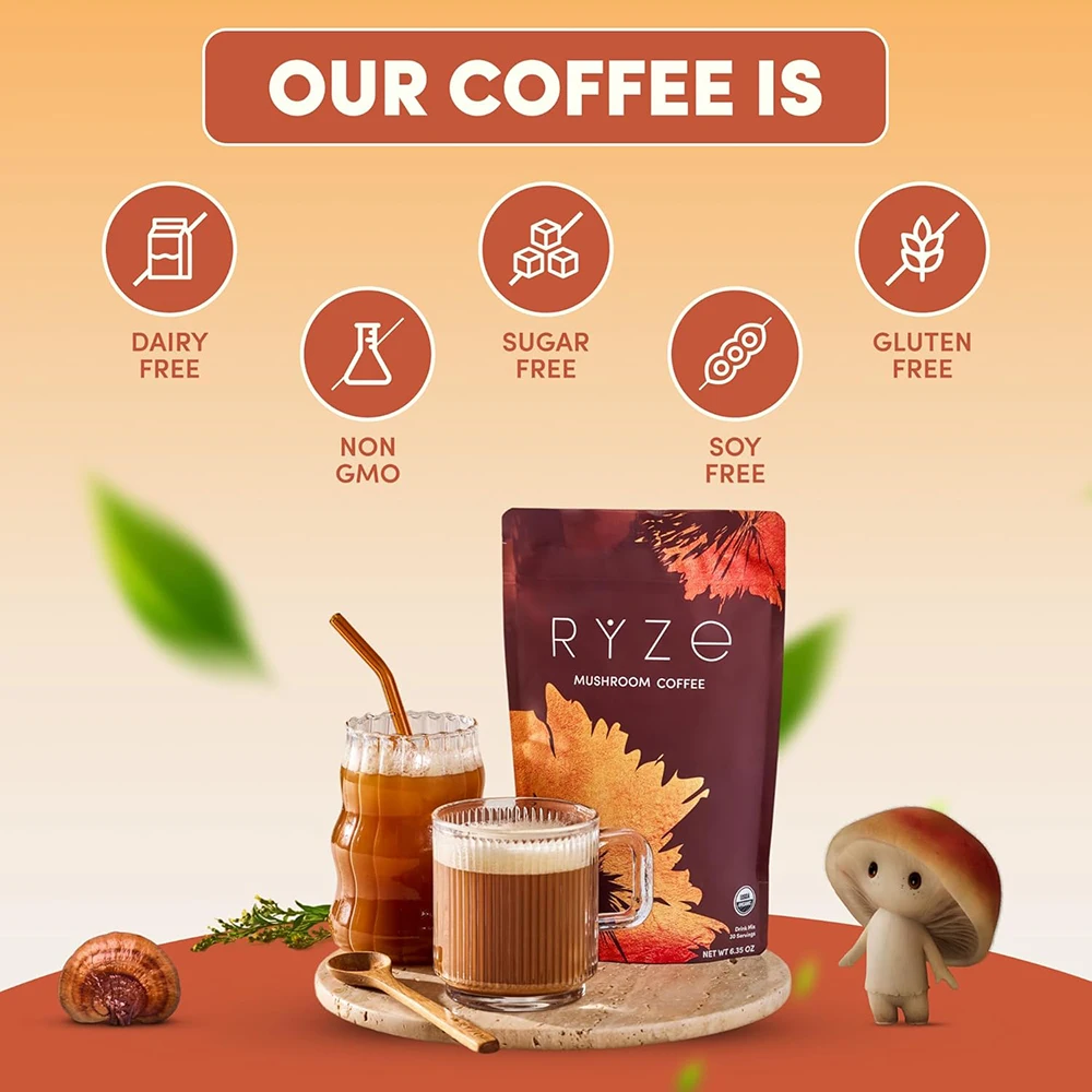 Organic Mushroom Powder Supplement for Coffee & Smoothies 6-in-1 Blend with Lions Mane Reishi Chaga for Brain & Immune Support view 5