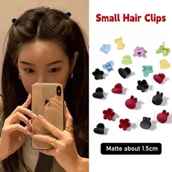 Black Red Small Matte Hair Clips Heart Rabbit Flower Hair Claw  Side Bangs Clip For Kids Girl Styling Tool Hair Accessories 머리핀