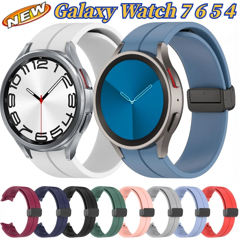 20mm Silikonarmband für Samsung Galaxy Watch 6 Classic 47mm 43mm Pro 45mm Magnetverschluss Armband Watch 7 6 5 4 44mm 40mm Uhrenarmband