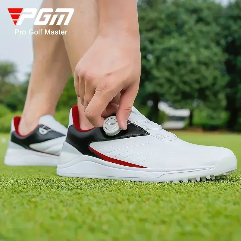 PGM Men's Golf Shoes Ultra Fiber Waterproof Knob Lace Anti Slip Casual Sports Sneakers