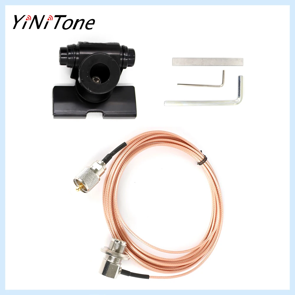 RB-400V black Radio Antenna Mount Clip Edge with 5M PL259 Cable For Kenwood Yaesu QYT Baojie KT-8900R TH-9800