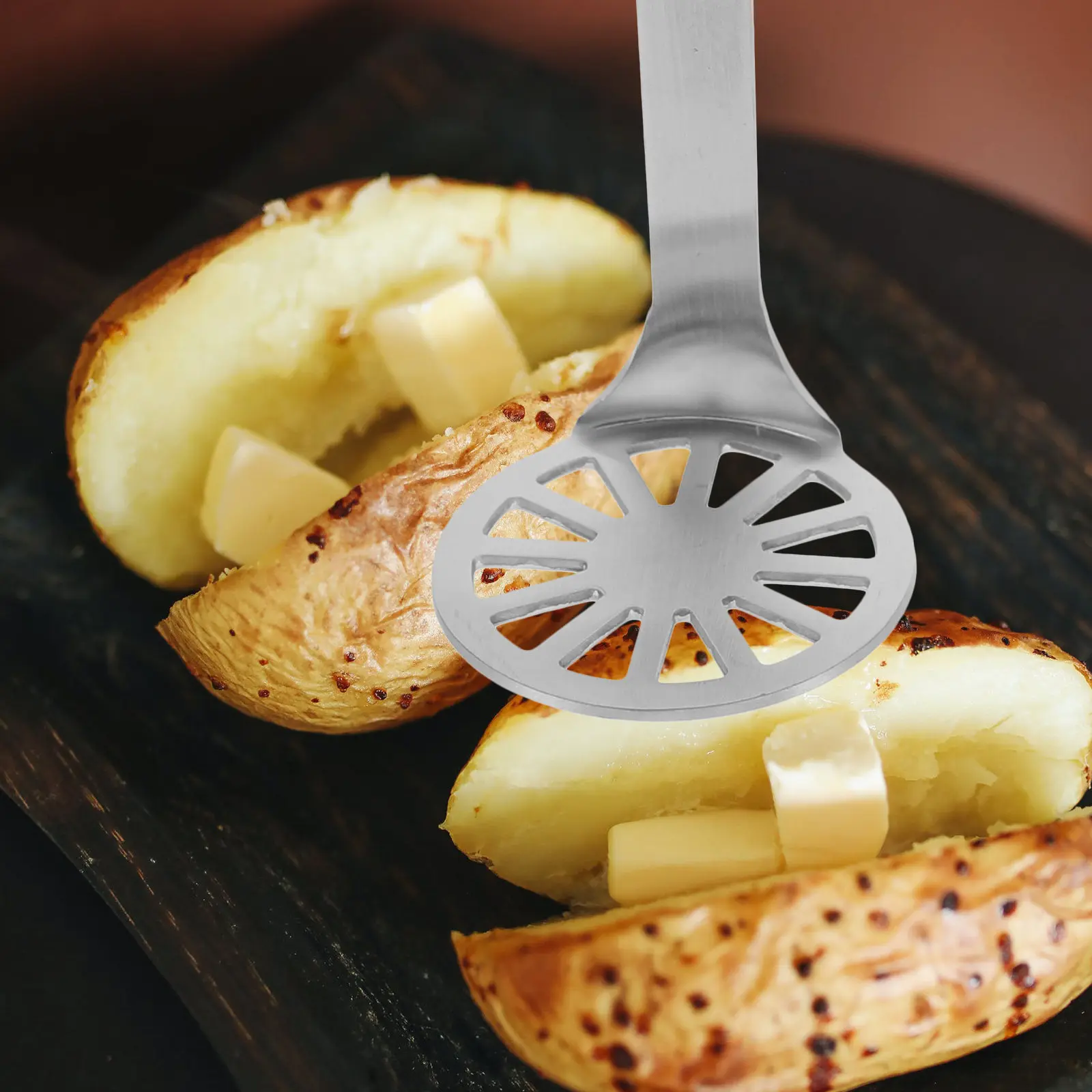 

2Pcs Stainless Steel Potato Masher Wooden Handle Baby Food Masher Manual Vegetable Crusher Kitchen Pressing Tool Reusable
