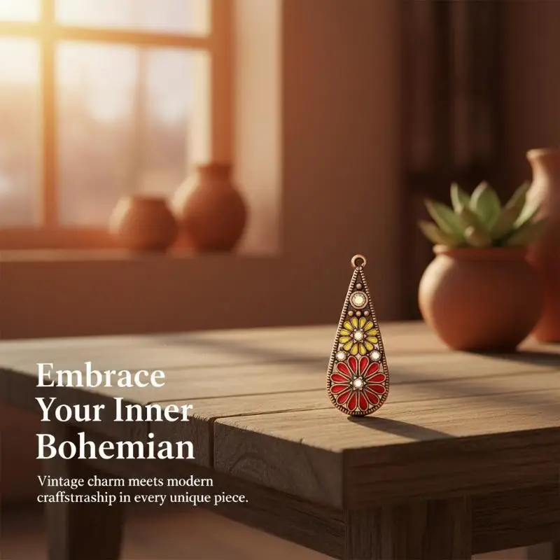 5Pcs Bohemia Enameling Teardrop Pendants For Women DIY Earrings Necklaces Pendants Charms Making Jewelry Accessories