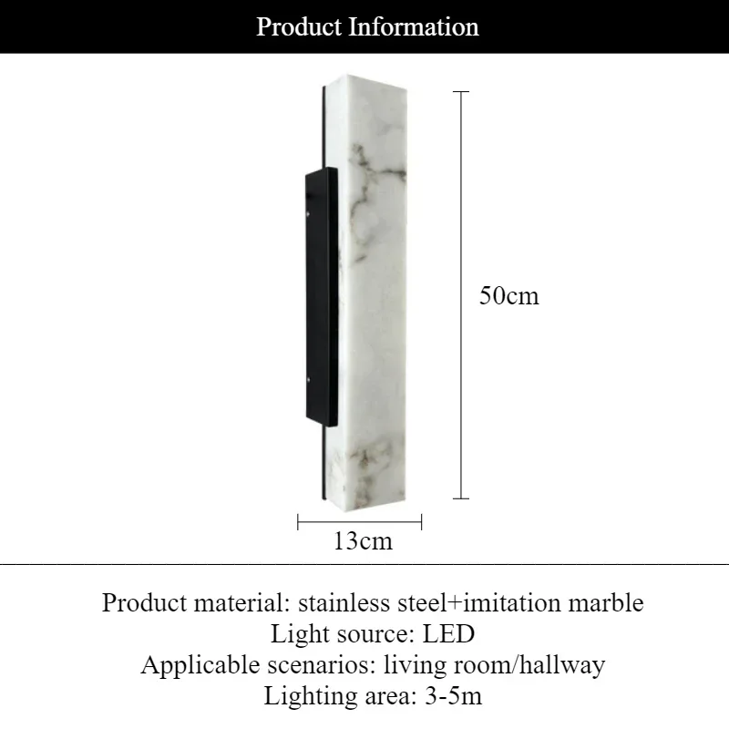 

SANDYHA Nordic Style Square Design Imitation Marble Wall Lamp LED Light for Living Room Bedroom Villa Courtyard Home Decoration