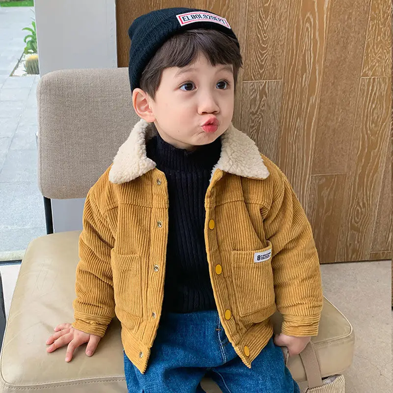 

Boys Coat Jacket Outwear Tops Cotton 2024 Corduroy Thicken Plus Velvet Winter Autumn Plus Size Overcoat Children's Clothes