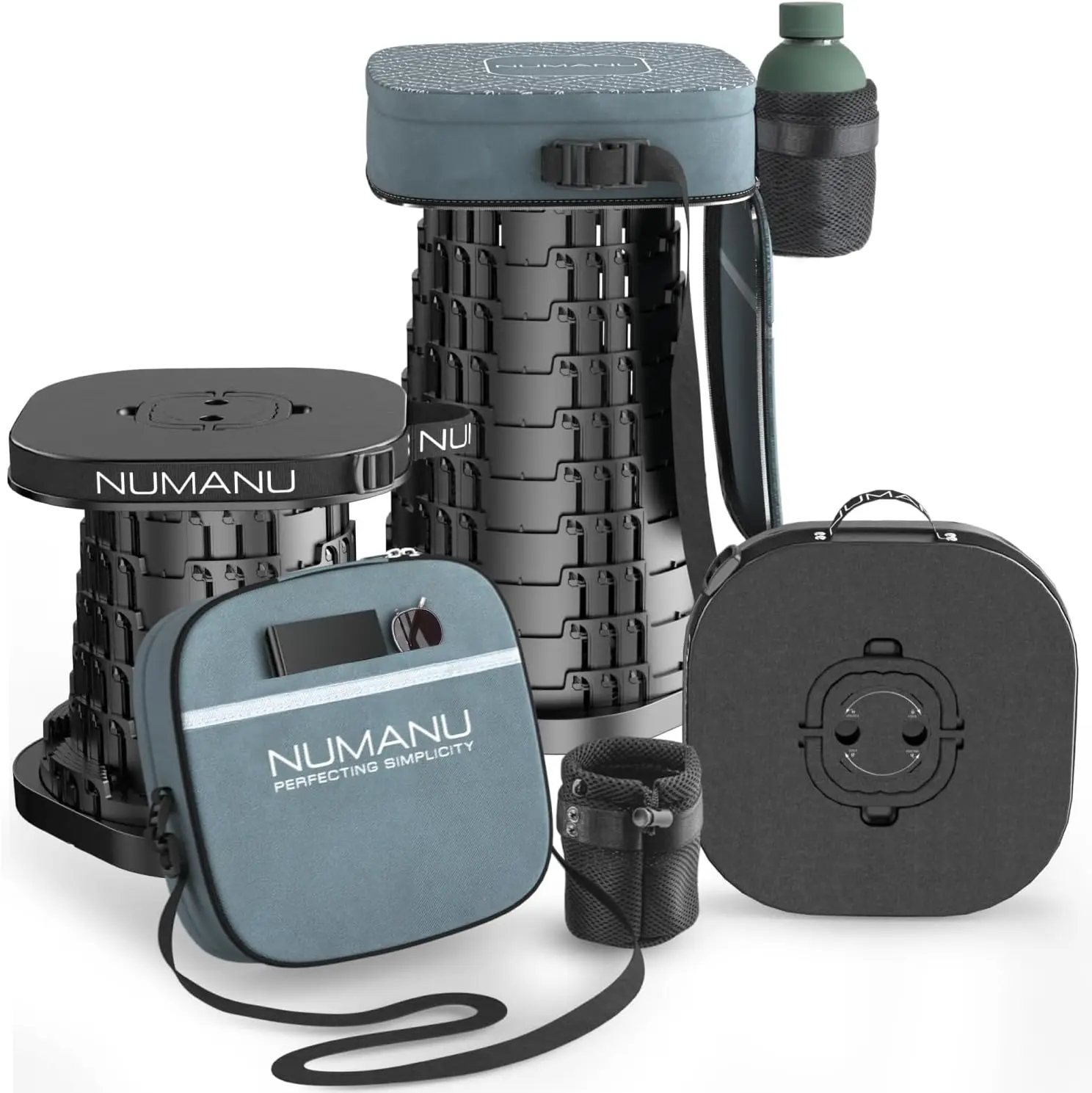 

Adjustable Collapsible Stool, 2.6-19.7" Height, 1000lbs Capacity, Portable with 3-in-1 Cushion Bag