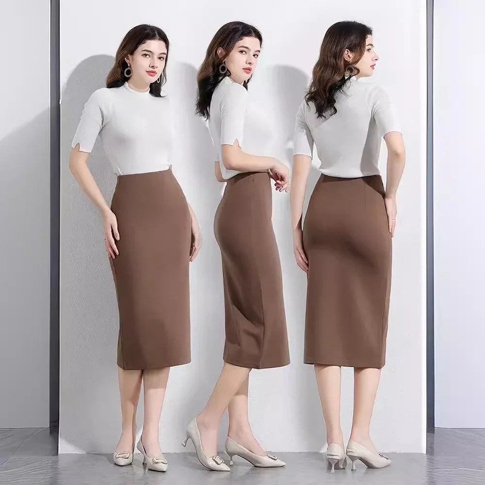 2024 New Professional Solid Straight Skirts Skinny Business Hip Half Women Skirt Medium and Long Skirt for Women