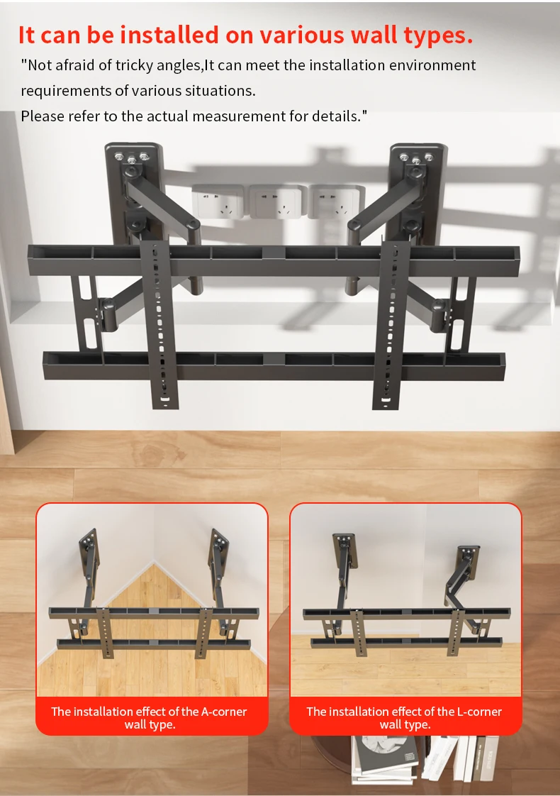 TV Wall Mount Bracket for 37-100 Inch 85 86 95 Inch Ultrathin TV Full Motion TV Frame Swivel Tilt Articulating 6 Arms  DY834 view 5