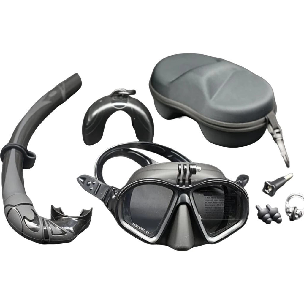 

High Quality Adult Freediving Mask Anti Fog Diving Mask Frameless Clear with Camera Mount Snorkel Mask Set