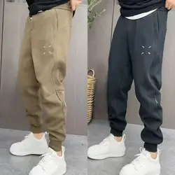 Loose Fit Trousers Men Pants Patchwork Men's Drawstring Pants with Elastic Waist Ankle-banded Design Soft for Spring for Comfort