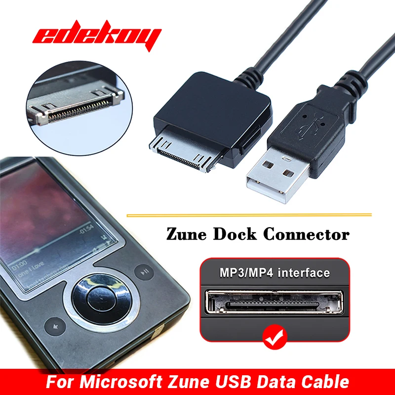 Microsoft Zune USB Cable for Zune 2G/Zune HD–Data Transfer & Charging,Replacement for EX ZC7H-001 ZC9S-001,Sync Music & Charging