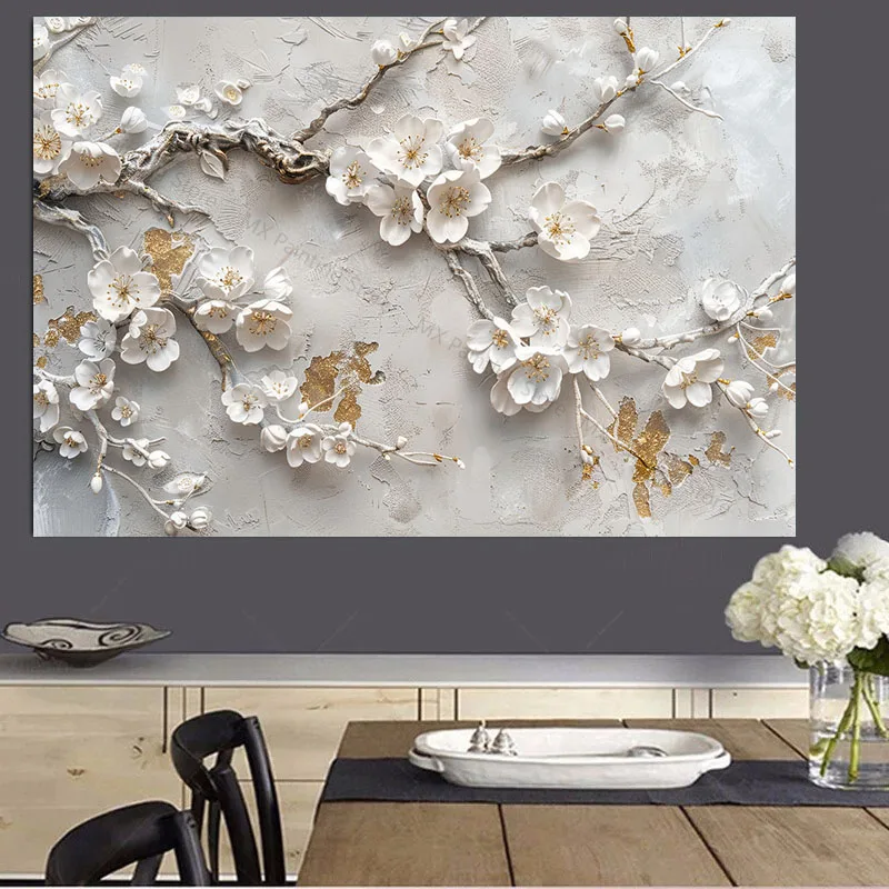 

Abstract Art 3D Blossom Flower Canvas Painting,Print Poster, Blooming Flowers Wall Decor Picture,Living Room Home Decor,Unframe