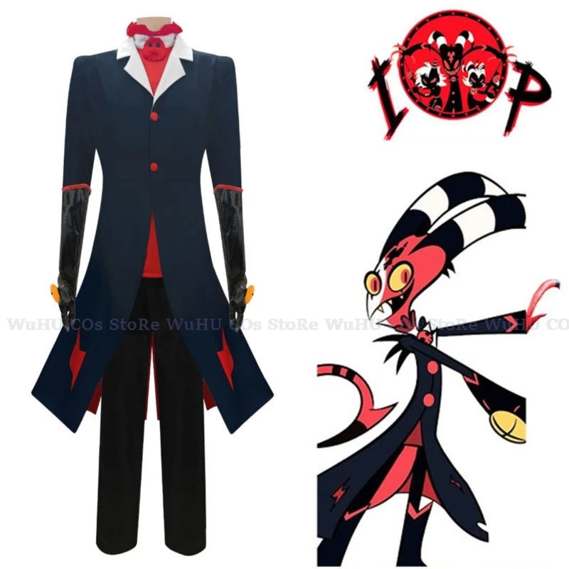 

Blitzo Helluva Buckzo Anime Boss hasbin Blitzy Hotel Cosplay Costume Suit Clothes Uniform Halloween Party Mens Women Devil Tail