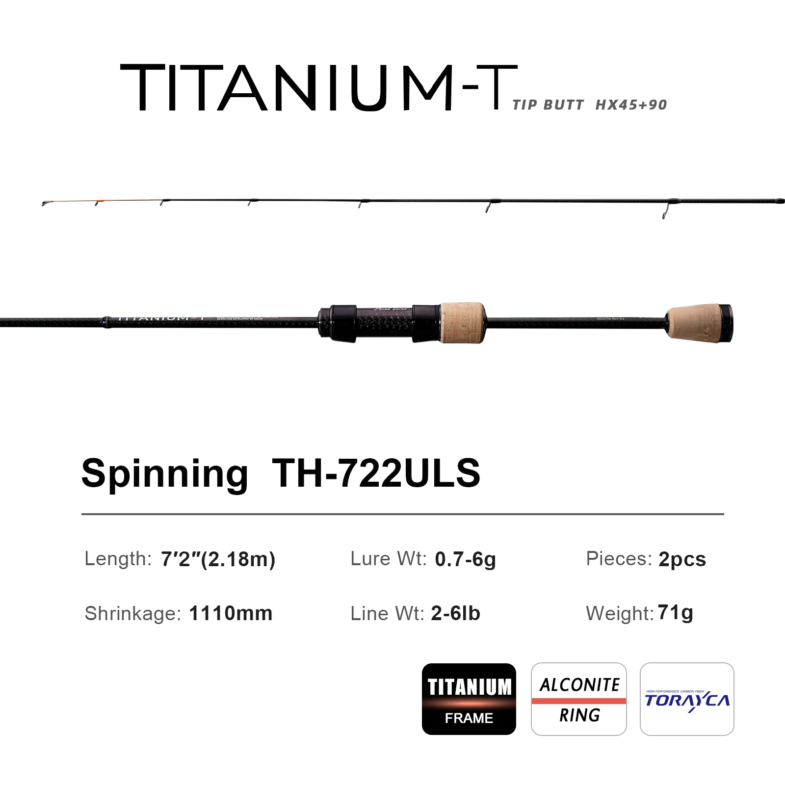 PURELURE Titanium Spinning Rod 5FT 6FT 1-6lb Fast Action