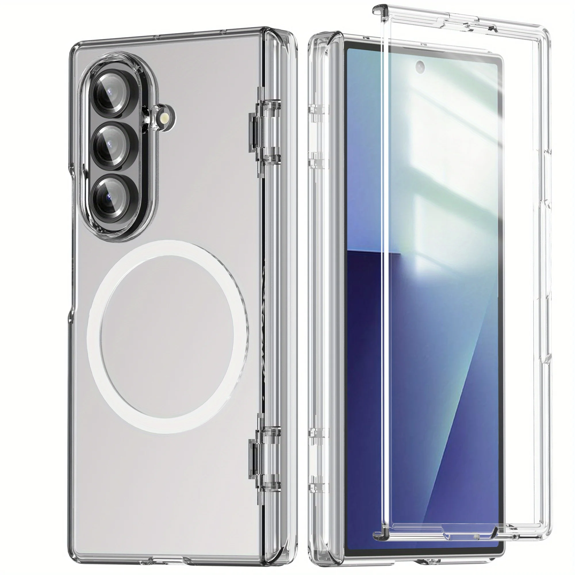 Compatible with Samsung Galaxy Z Fold 7 Magnetic Case,Full-Body Built in Screen Protector Hinge Cover Shockproof Slim Protective