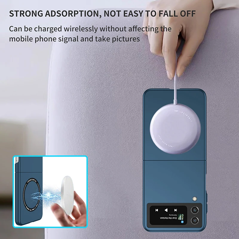 Magnetic Wireless Charging Case for Galaxy Z Flip5 4 3 Magsafe Case Anti Fingerprint Shockproof Cover Case Flip6