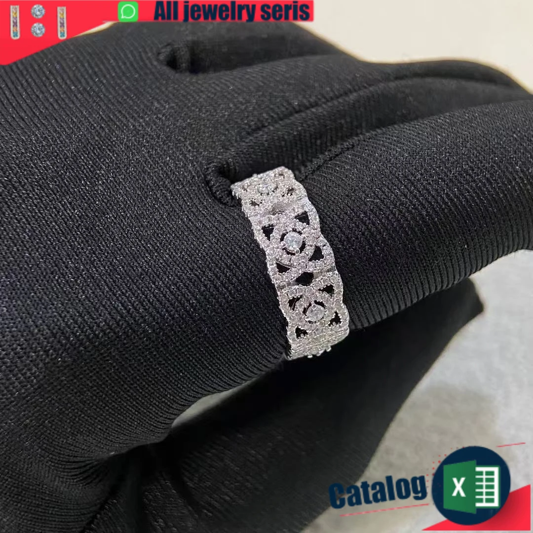 

Lotus Champagne Full Diamond Row Diamond Ring Women's Ring European and American Cold Wind for Women 2025