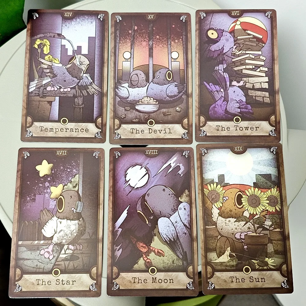 12 * 7 cm Mały gołąb Tarot 78 sztuk Śliczne karty tarota ze zwierzętami oparty na systemze Jewera Waite z przewodnikiem dla początkujących