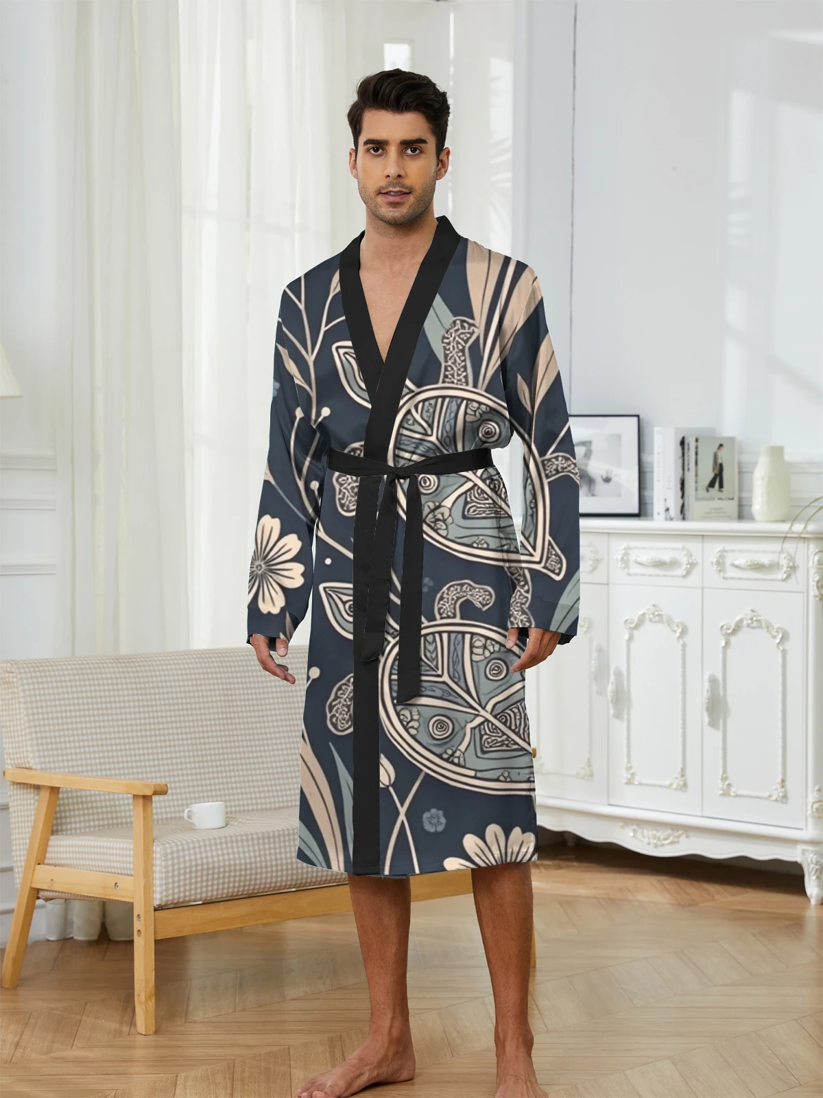 

1pcs Men's Robes 2026 Spring/Summer Robes Breathable Bathrobe men dressing gown 3D Printed bath robe Bathrobe Graphic
