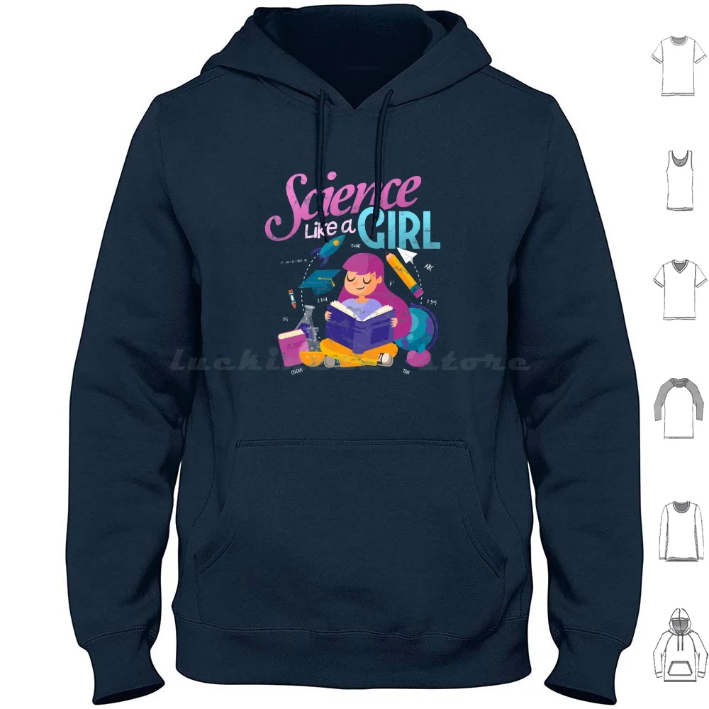 Science Like A Smart Girl Hoodies Long Sleeve Science Girl Women Math Learning Children Kids Teachers Parents Birthday