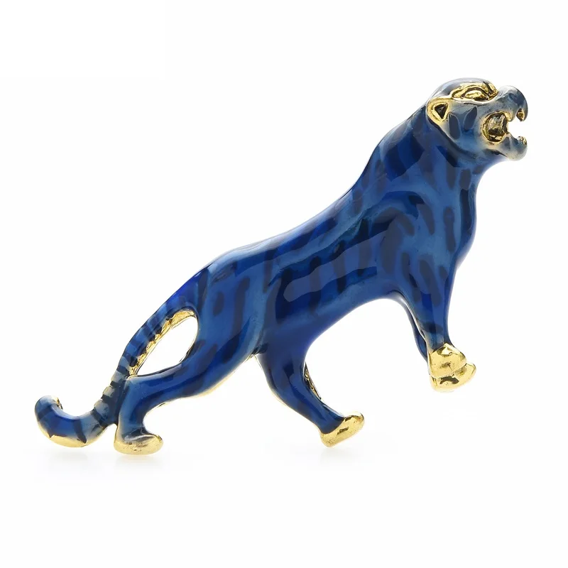 Wuli&baby Enamel Tiger Brooches Pins For Women Unisex 4-color Powder Muscle Animal Party Causal Brooch Gifts