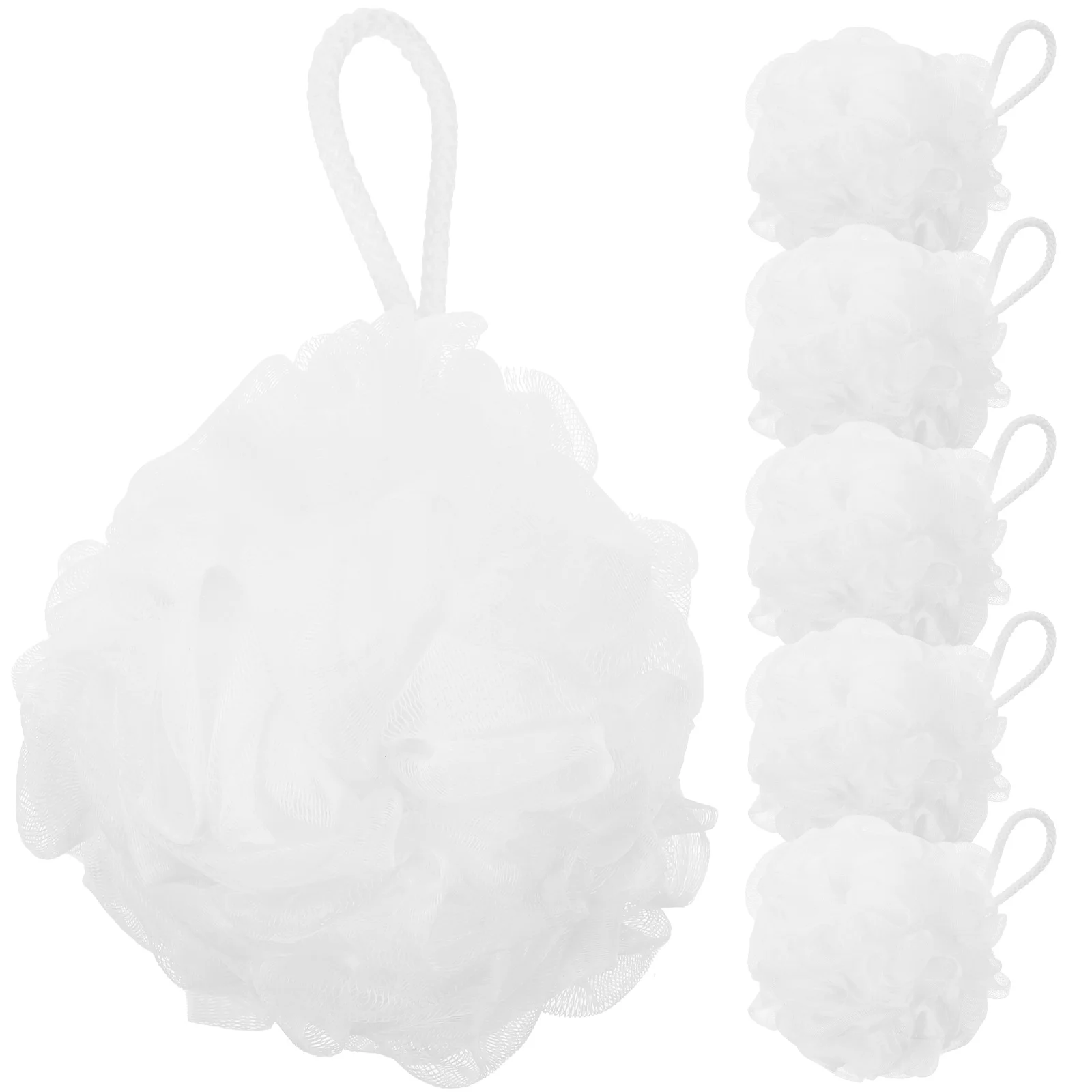 

6pcs Premium Pe Bath Loofahs Thick Durable Shower Sponge Lanyard Design Quick-Drying Gentle Exfoliating Comfortable Bathing