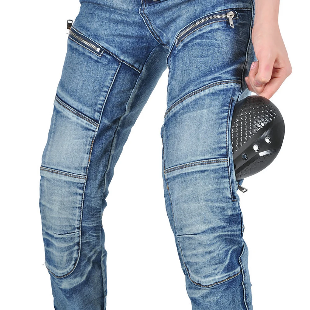 Jeans de moto rétro pour femme, équipement de protection intégré, pantalon d\'équitation de motocross, prévention des chutes, randonnée