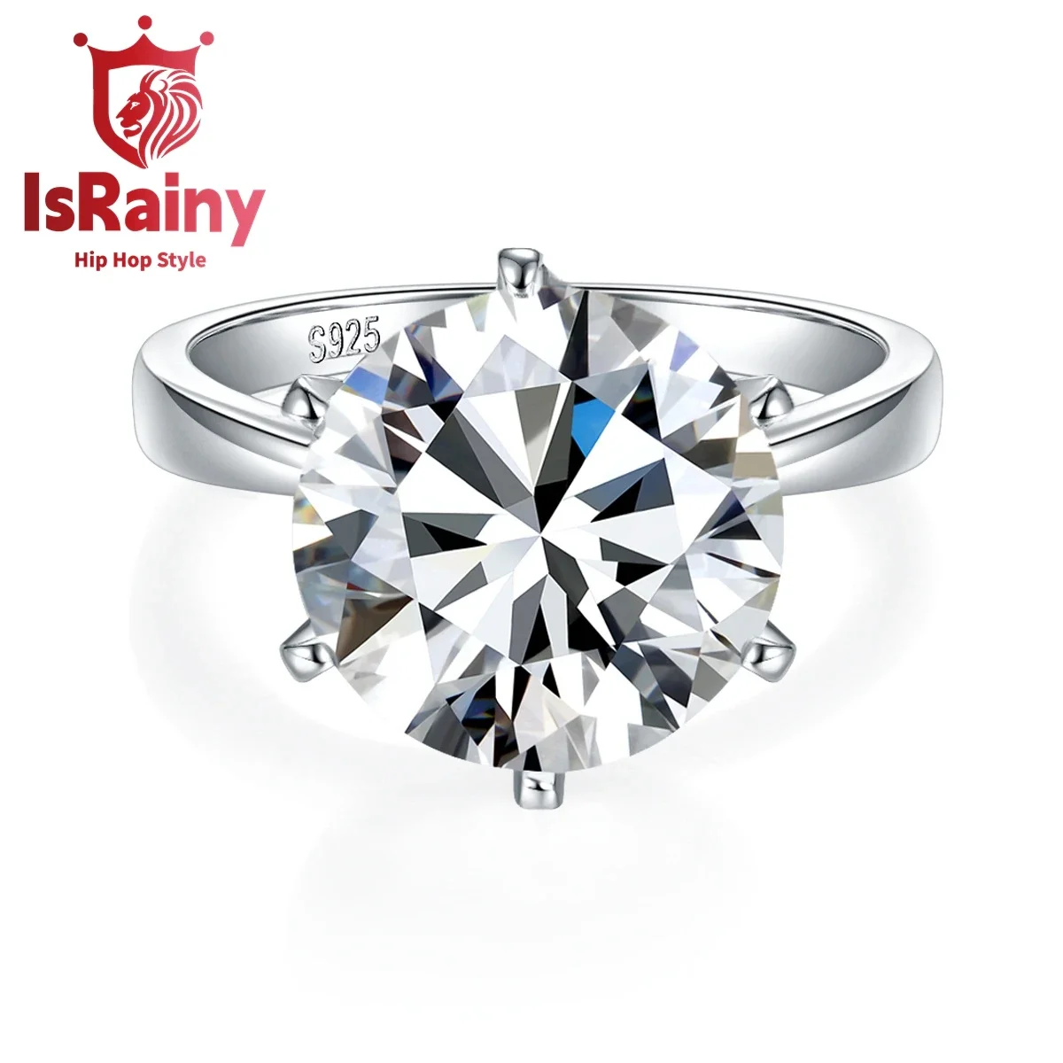 

IsRainy Hip Hop Rock Solid 100%925 Sterling Silver Real GRA Moissanite Diamonds Rings Round Engagement Anniversary Fine Jewelry