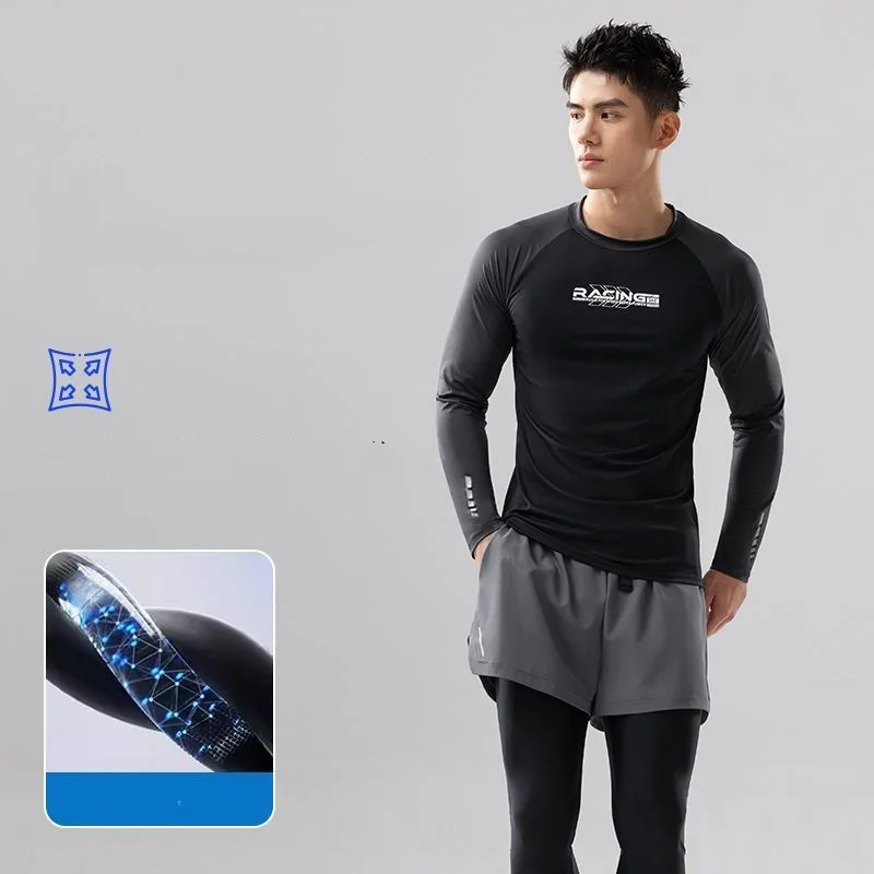 

361Men UPF50+Long Sleeve Quick-Drying Surfing Beach RashGuard Sun Protection WaterProof Sports Athletic Swim Bathing Shirt Pants