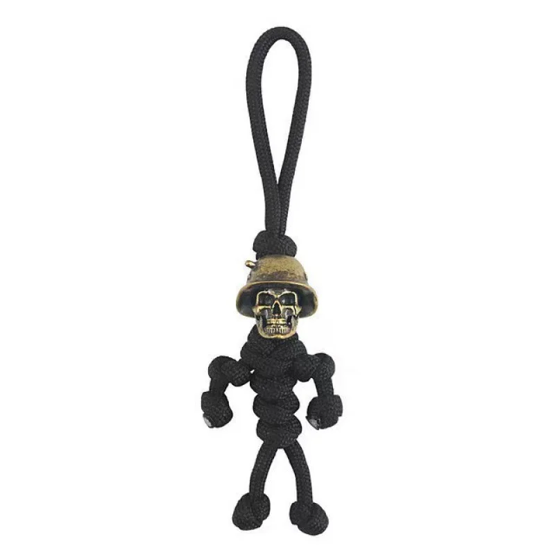 Handmade Building Skull Head Keychain Car Biker Helmet Pendant Keychain Braided Rope Paracord Buddy Bag Hanging Doll