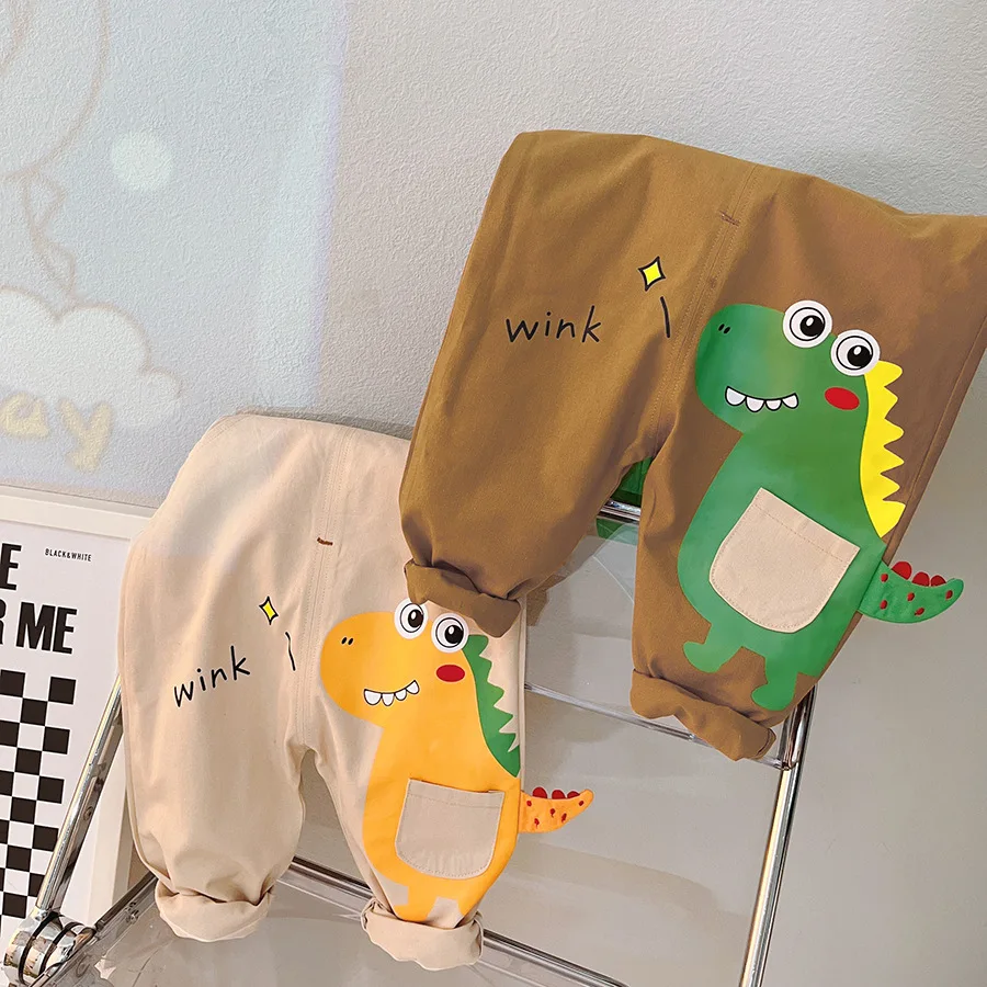 Autumn Baby Clothes For Boys Cartoon Dinosaur Tops Overalls 2Pcs/Sets Children Casual Costume Infant Outfits Kids Tracksuits