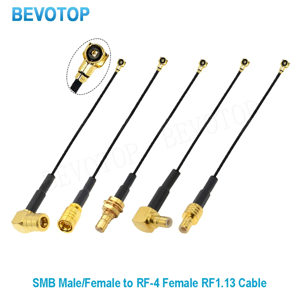 1PCS SMB Male/Female Connector to uFL/IPX/IPX-4 Female RF1.13/RG178 Cable Pigtail Extension Jumper for Radio Antenna Gold Plated