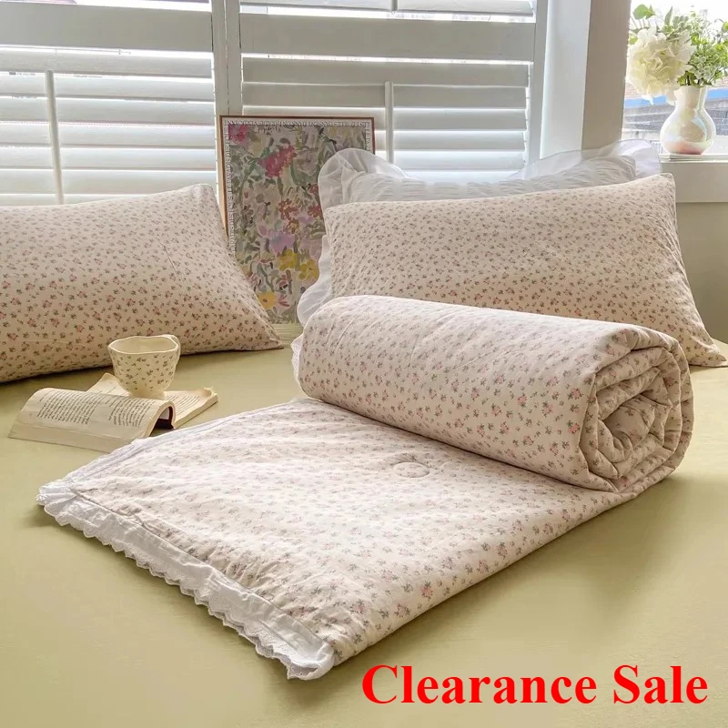 

New cotton small floral summer quilt pure cotton summer children's air conditioner quilt student dormitory machine washable