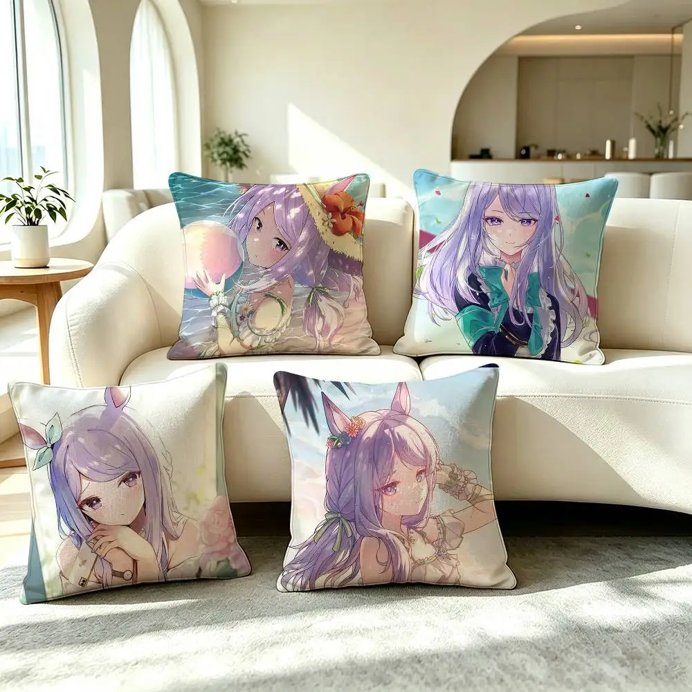 M-Mejiro McQueen Uma Musume Pillow Case Square Double-Sided Sofa Cushion Cover Bedroom Bedside Pillow