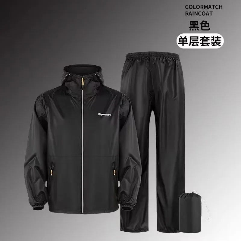 Ultra-Thin Rain Jacket Pants Set Full-Body Heavy Rain Waterproof Lightweight Breathable Split Rain Suit for Men and Women
