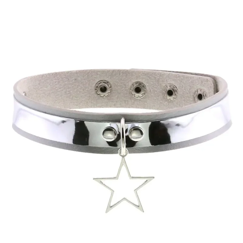 หนังสีดํา Star Choker สร้อยคอ Punk สร้อยคอสําหรับสาวเลดี้ Chocker คอเข็มขัดคอสเพลย์เทศกาลอุปกรณ์เสริม