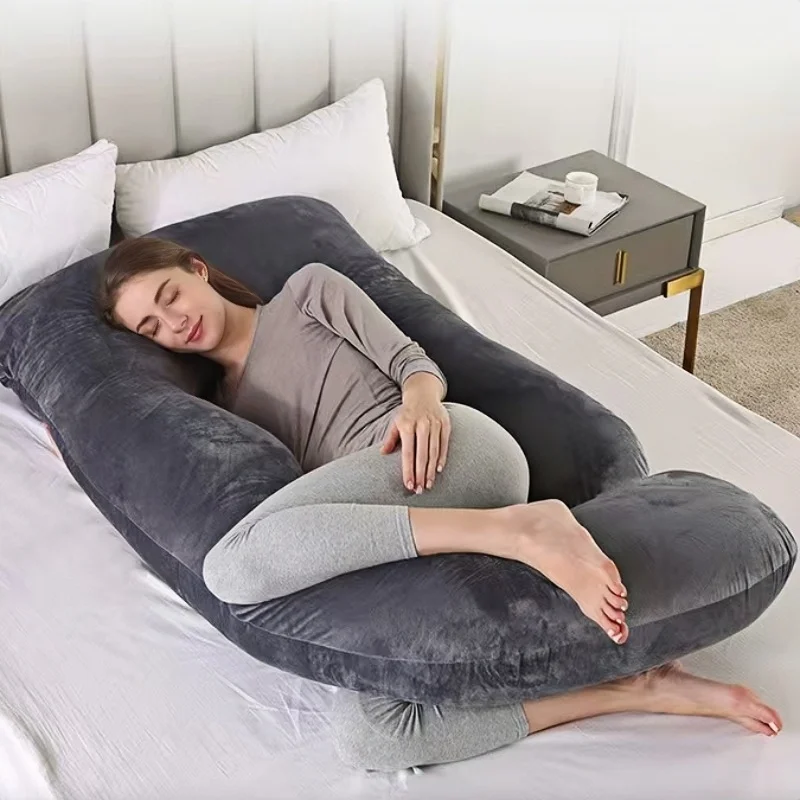 175*90cm Fleece Pregnant Women Pillow Full Surround Sleeping Pillows U/J Type Body Support For Back Belly Hip Leg Relax Cushions