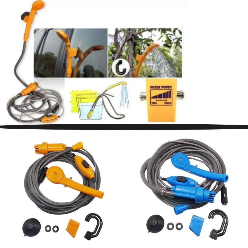 Portable 12V Car Shower Kit Outdoor Camping Travel Washing Tool with Cigarette Lighter Plug High Pressure Water Cleaning System