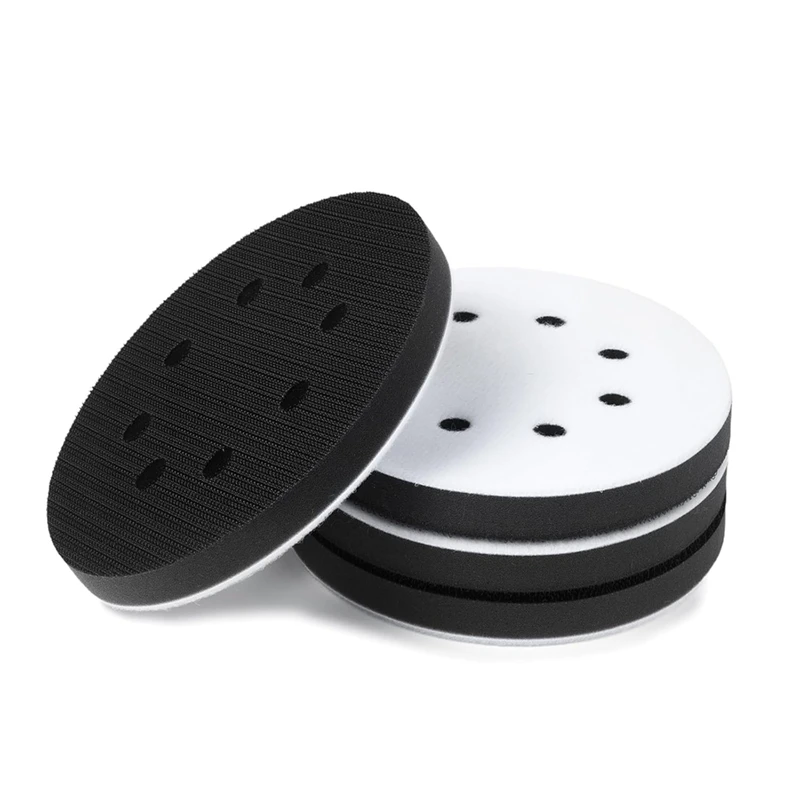 

ABFU-5 Inch 8 Holes Soft Density Interface Pads Hook And Loop Sponge Cushion Buffer Round Backing Pad Foam Sanding Pads 4Pack