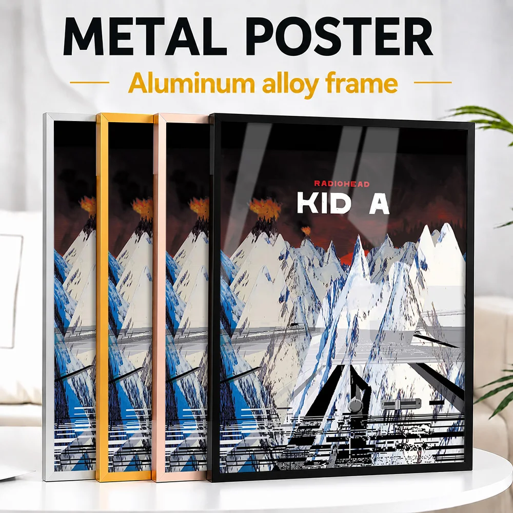Radiohead Kid A Album Cover Framed Metal Poster Personalized Recording Tribute Wall Art Perfect In Room For Vinyl Collectors