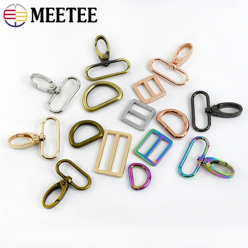 2/3Set 16-38mm Bag Strap Buckle Metal Lobster Clasp For Webbing Tri-glide Adjuster D Ring Pet Collar Hook DIY Sewing Accessories