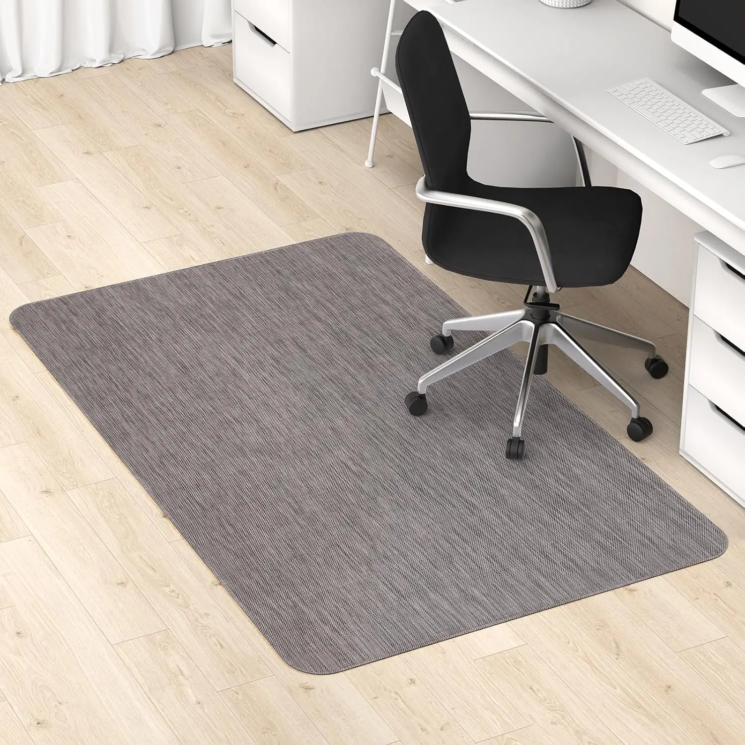 

47.2" x 60" Non-Slip Office Chair Mat for Hardwood Floors, Dark Grey PVC Desk Mat