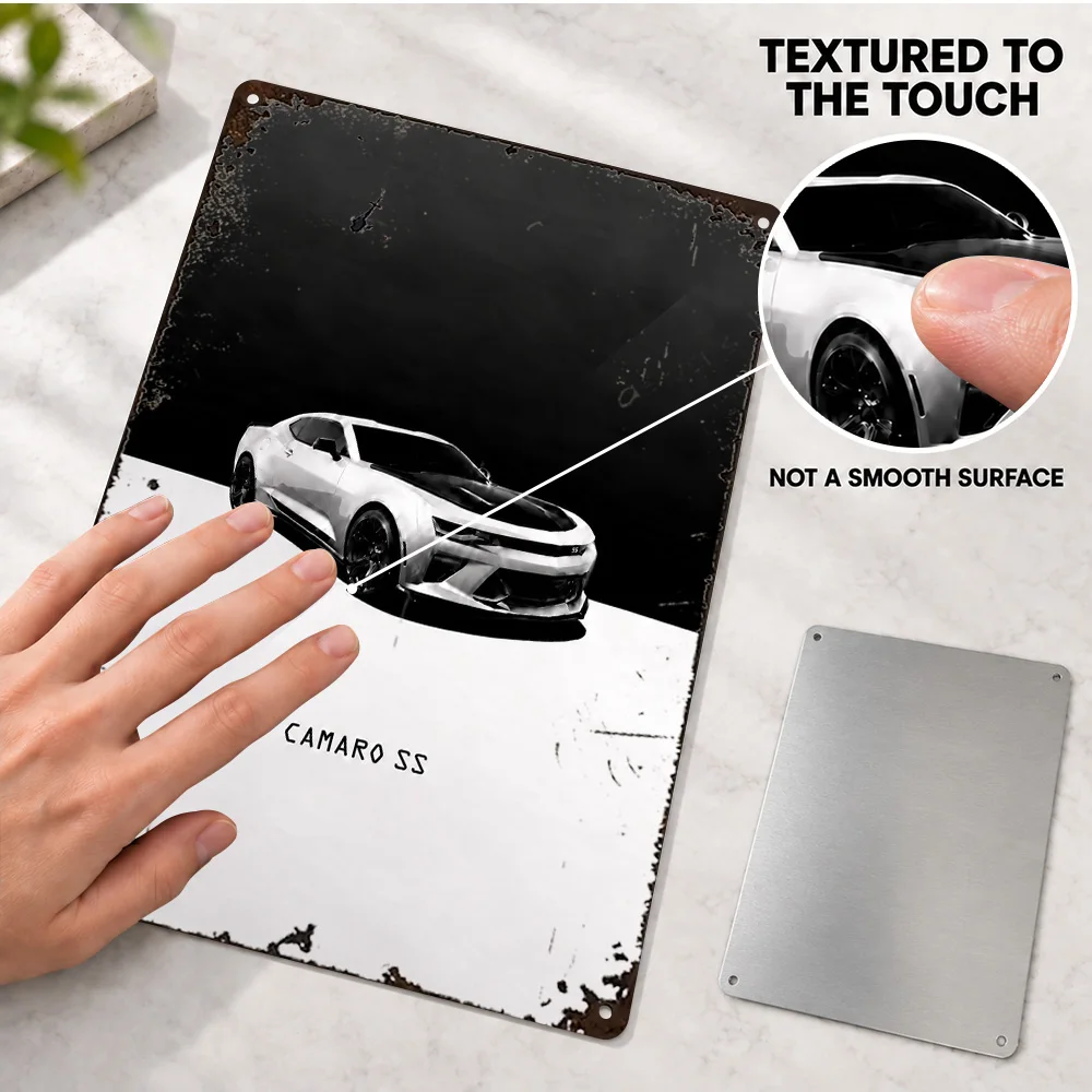 American 2018 Camaro SS Car Textured Metal Poster Personalized Aluminum Sign Technical Graphic Design Wall Art For Home Office
