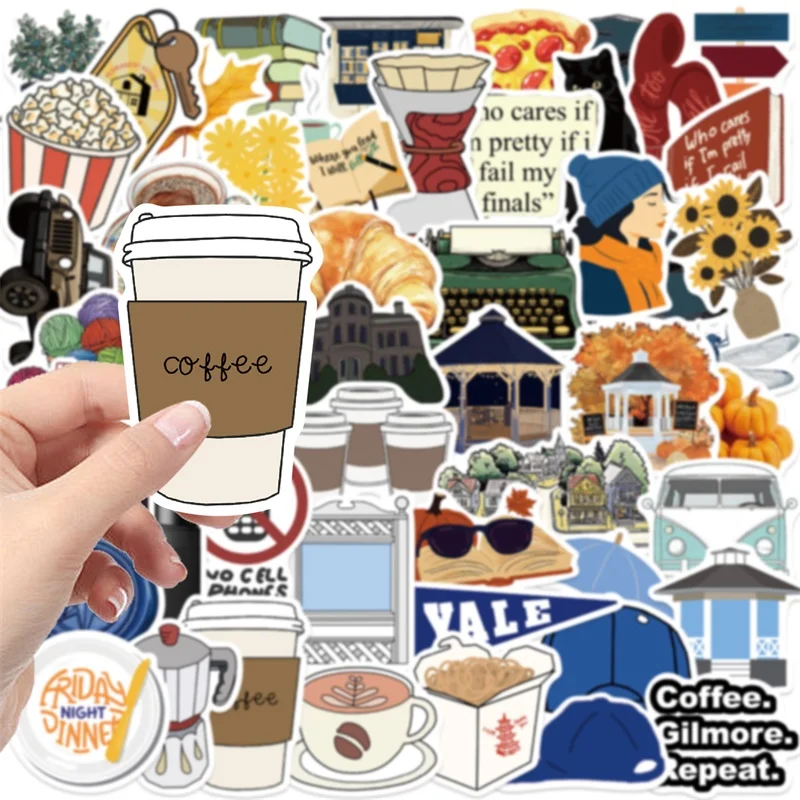 10/30/50PCS Kawaii Gilmore Kaffee PVC Klebrige Aufkleber Ästhetische DIY kinder Dekoration Scrapbooking Schule Liefert