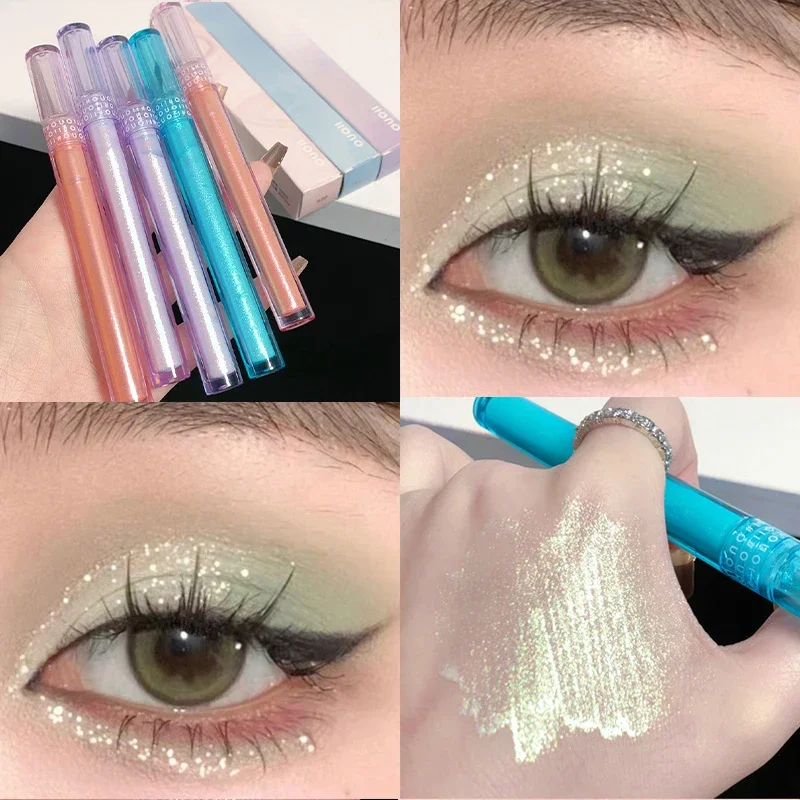 Heallor Gold plated illusion liquid eye shadow fine glitter piece glitter pink pearl sleeping silkworm liquid eye shadow